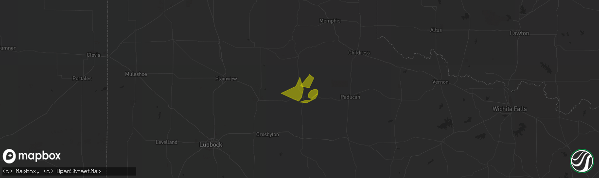 Hail map in Matador, TX on January 1, 2013
