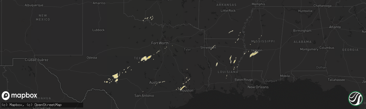 Hail map in Louisiana on January 1, 2017