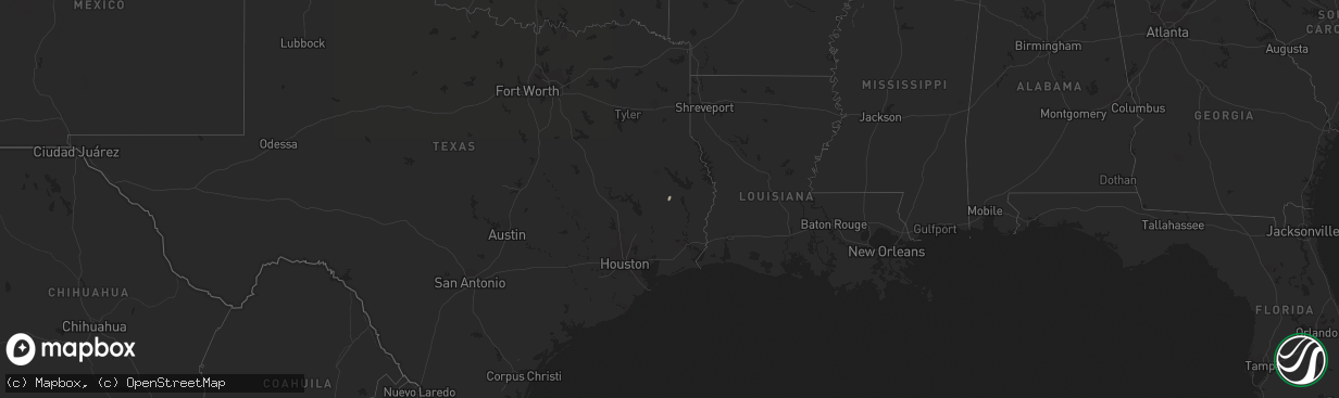 Hail map in Texas on January 2, 2015