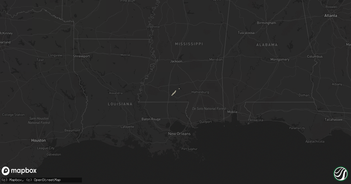 Hail map in Mississippi on January 3, 2015