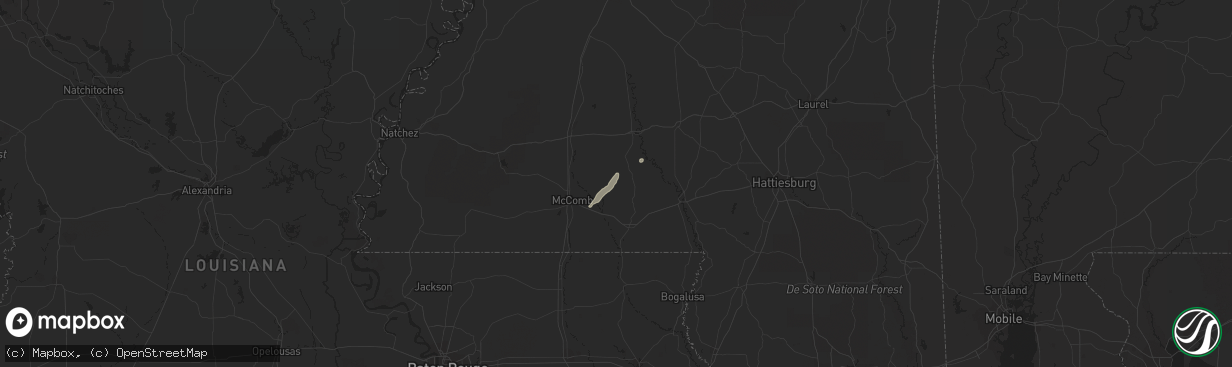 Hail map in Monticello, MS on January 3, 2015