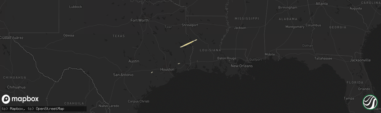 Hail map in Louisiana on January 4, 2011