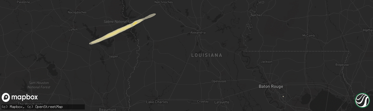 Hail map in Pineland, TX on January 4, 2011