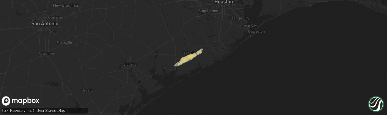 Hail map in Bay City, TX on January 4, 2024