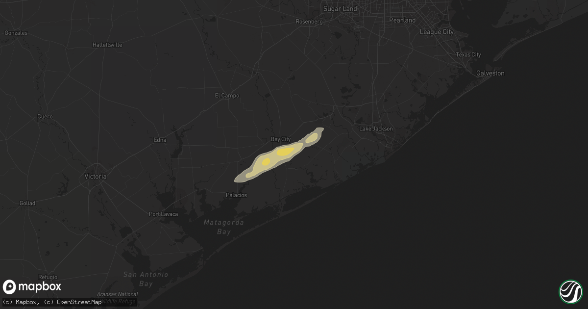 Hail map in Bay City, TX on January 4, 2024