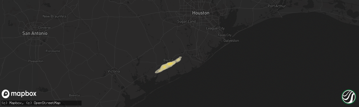 Hail map in Sweeny, TX on January 4, 2024