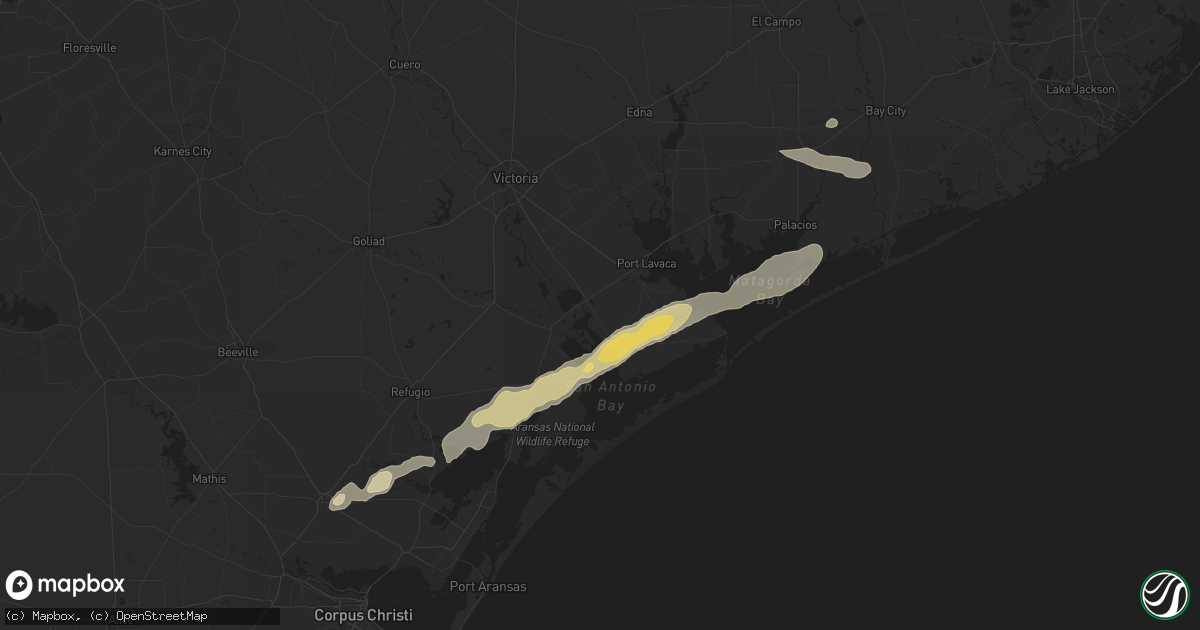 Hail map in Bay City, TX on January 6, 2016