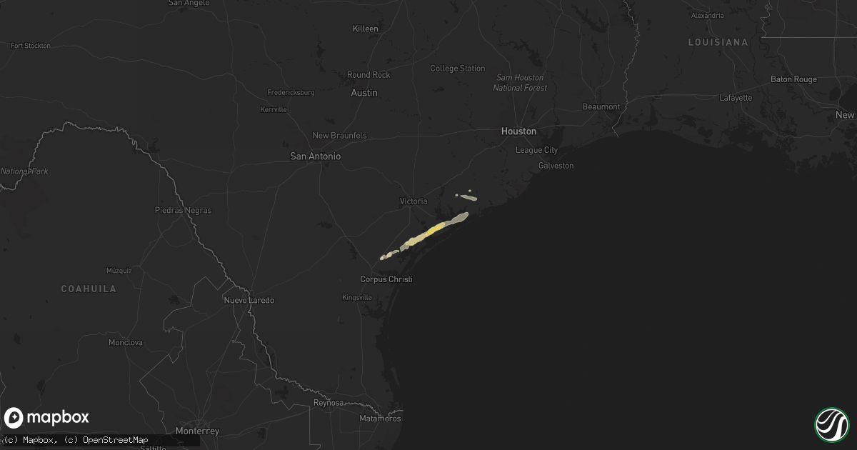 Hail map in Texas on January 6, 2016