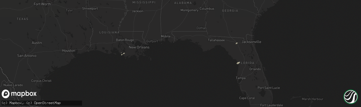 Hail map in Louisiana on January 6, 2017