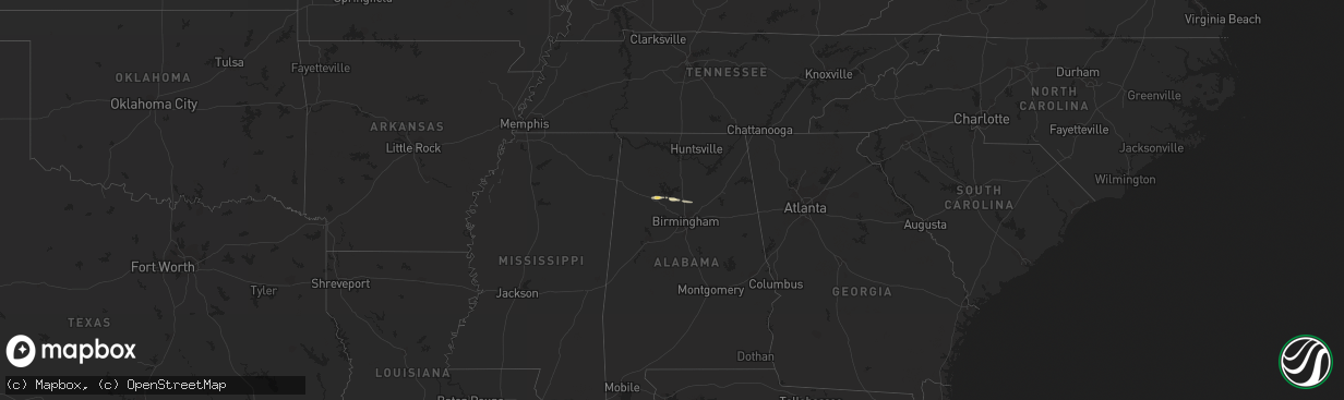 Hail map in Alabama on January 7, 2012