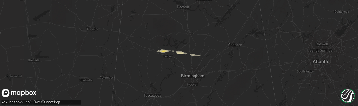 Hail map in Trafford, AL on January 7, 2012