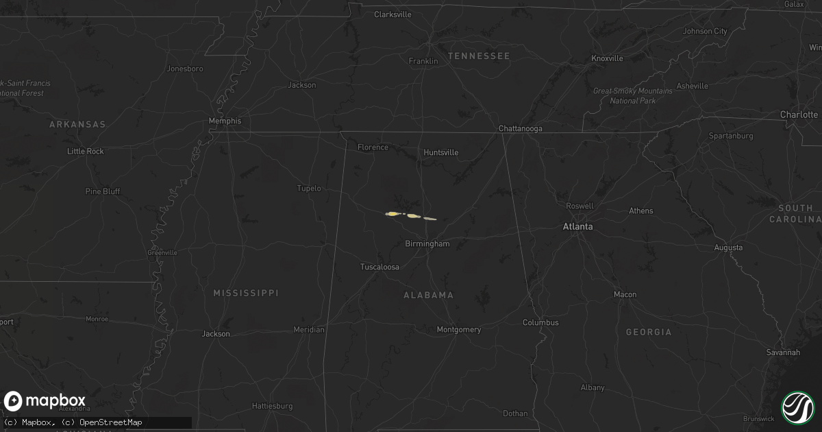 Hail map on January 7, 2012