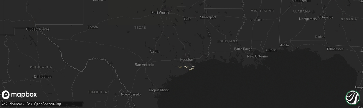 Hail map in Texas on January 7, 2018