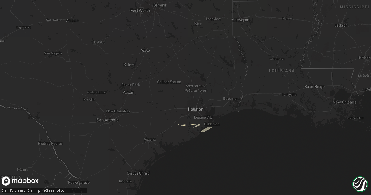 Hail map in Texas on January 7, 2018