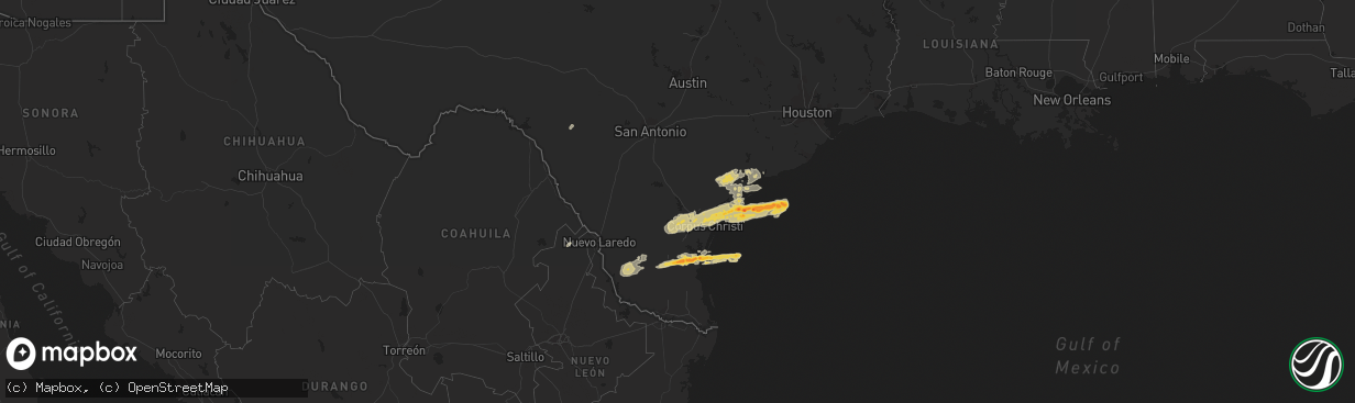 Hail map on January 8, 2011