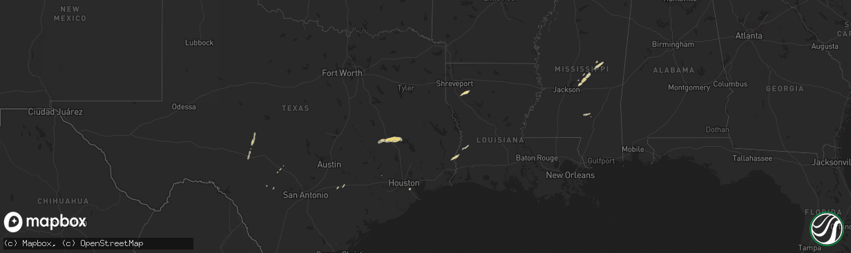Hail map in Texas on January 8, 2012