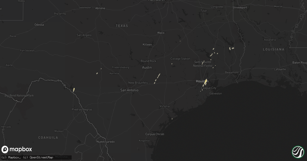 Hail map in Texas on January 8, 2013