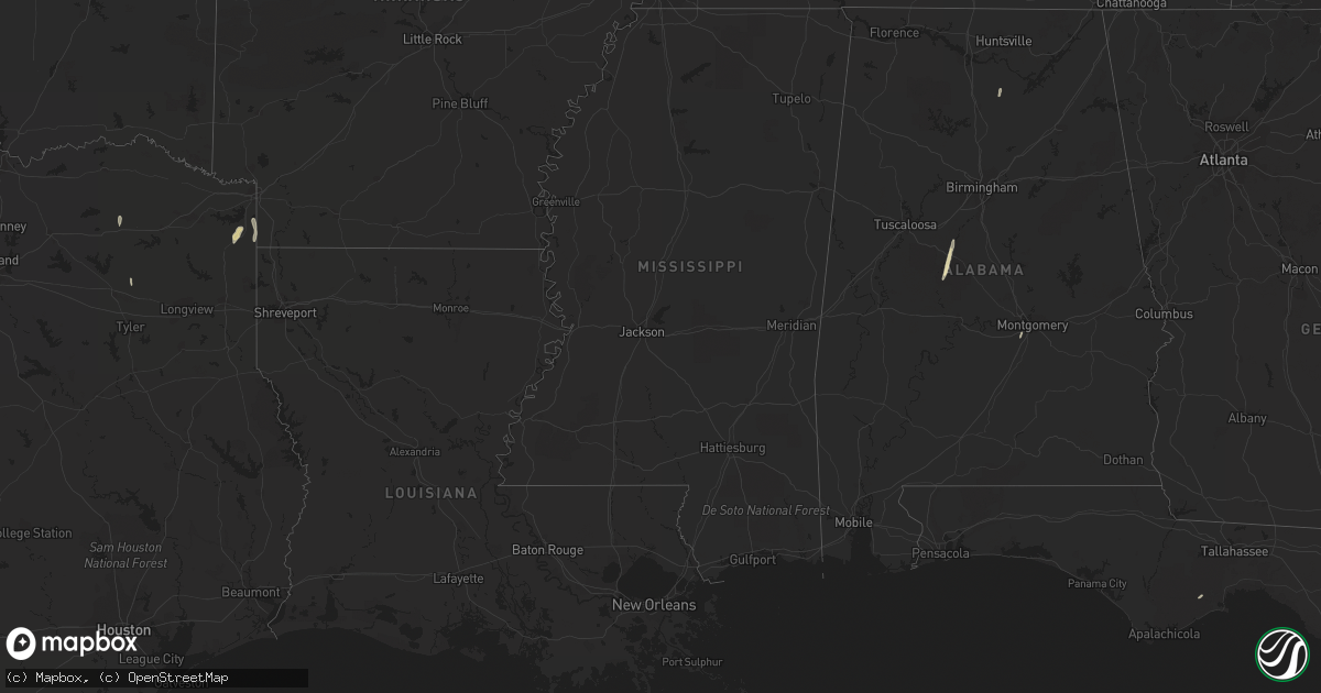 Hail map in Alabama on January 10, 2012