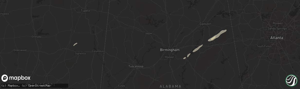 Hail map in Harpersville, AL on January 10, 2014