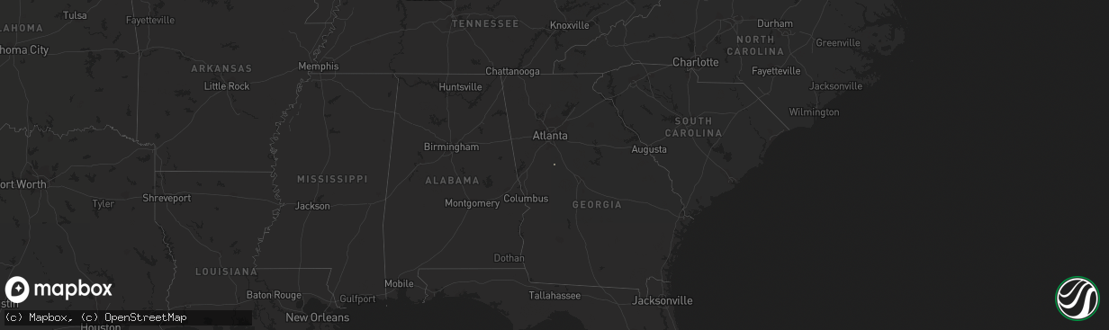 Hail map in Georgia on January 12, 2020