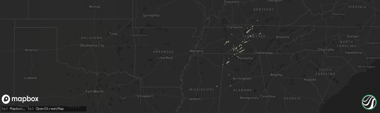 Hail map in Alabama on January 13, 2013