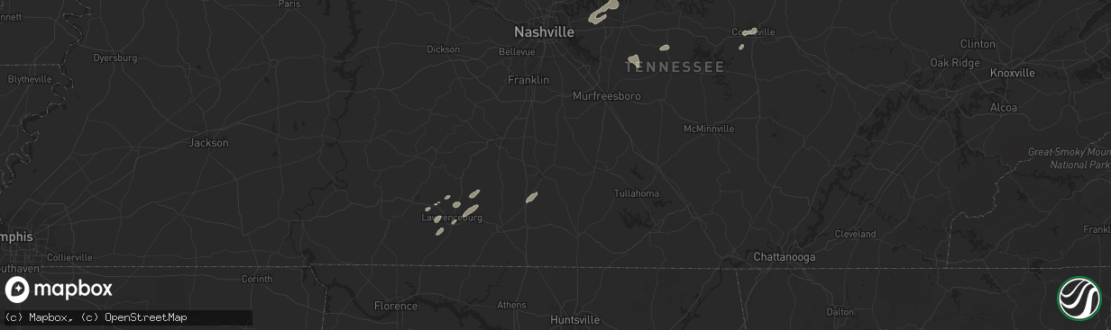 Hail map in Lafayette, TN on January 13, 2013