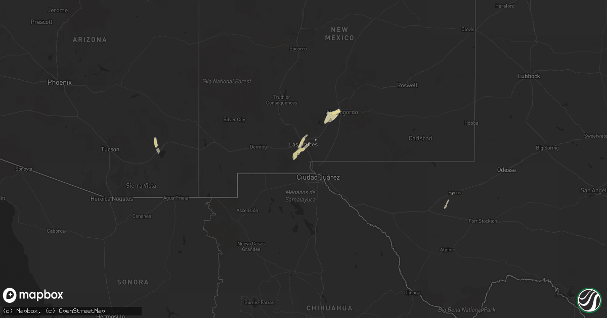 Hail map in New Mexico on January 14, 2017