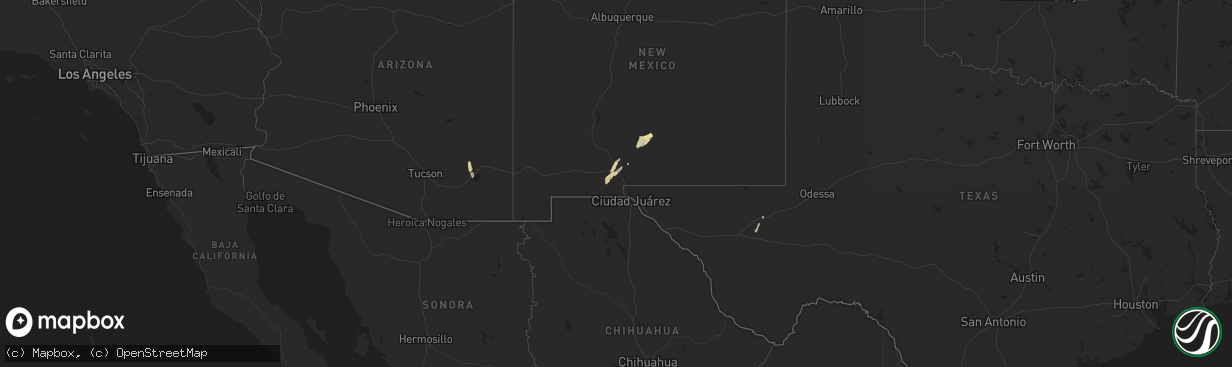 Hail map in Texas on January 14, 2017