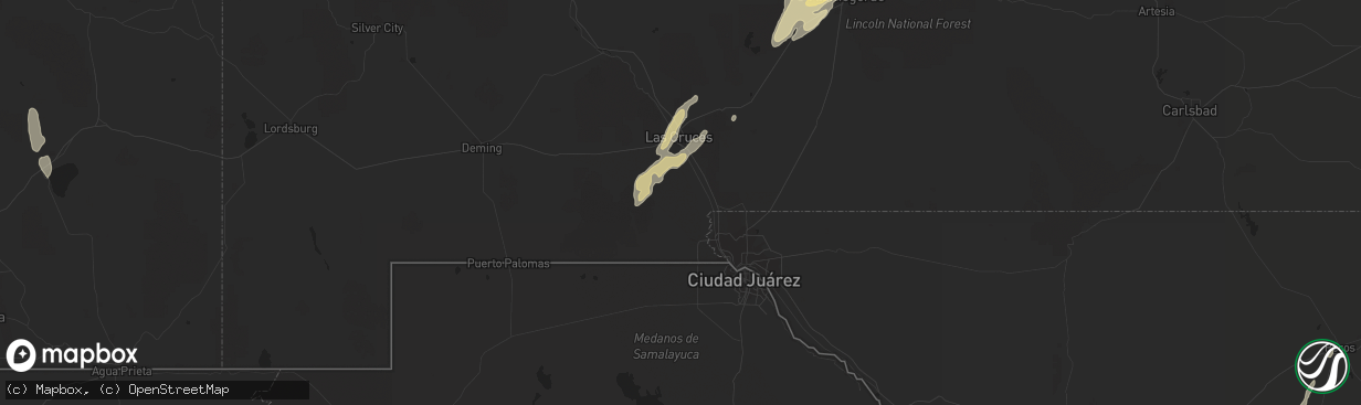 Hail map in Tularosa, NM on January 14, 2017
