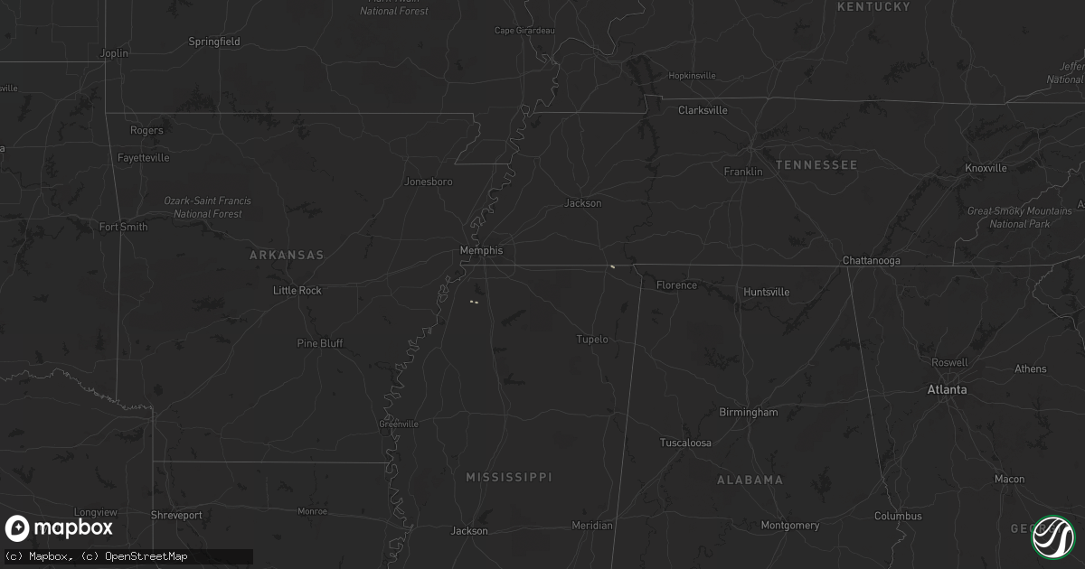 Hail map in Mississippi on January 15, 2020