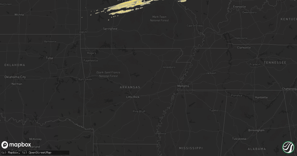 Hail map in Missouri on January 16, 2012
