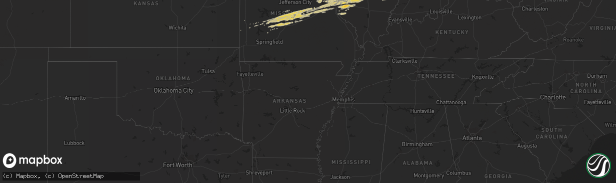 Hail map on January 16, 2012