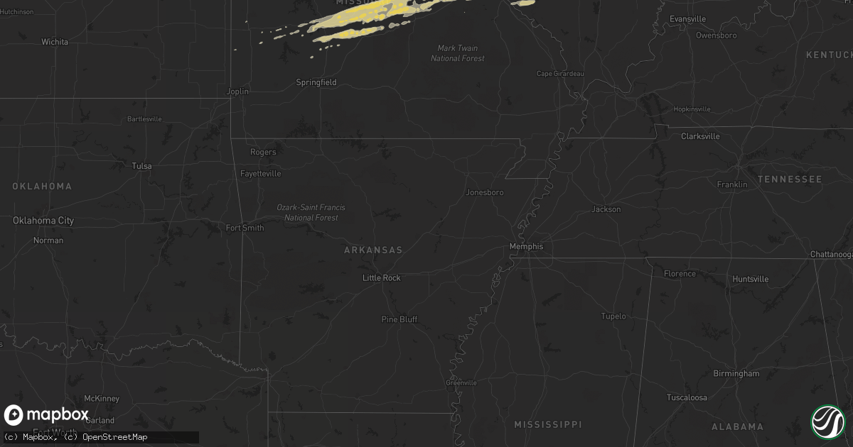 Hail map on January 16, 2012