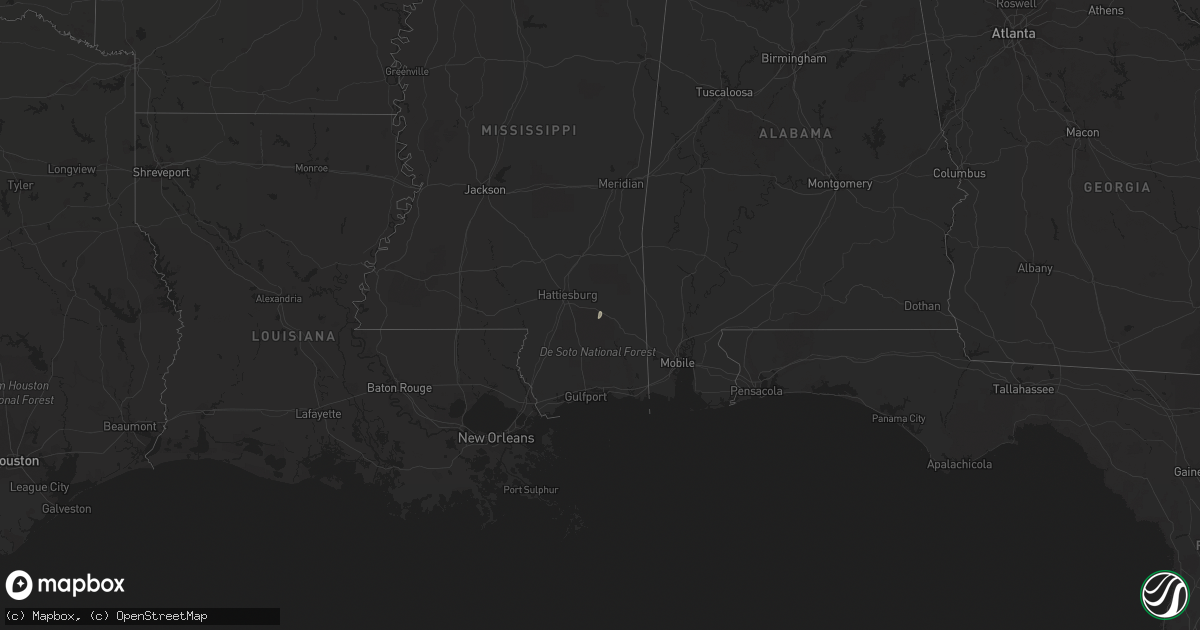 Hail map in Mississippi on January 18, 2011