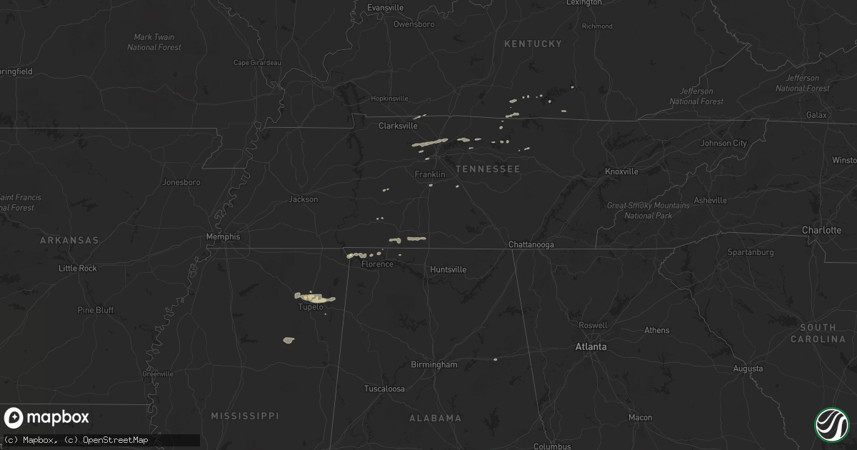 Hail map in Alabama on January 20, 2012