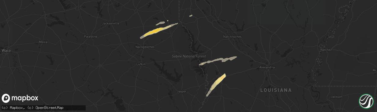 Hail map in Many, LA on January 20, 2016