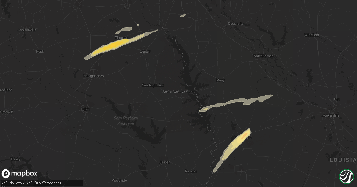 Hail map in Nacogdoches, TX on January 20, 2016