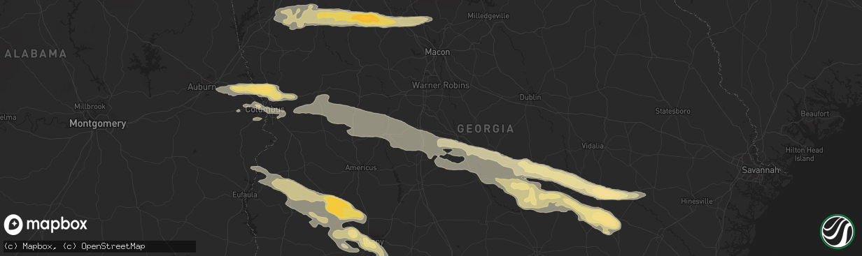 Hail map in Hazlehurst, GA on January 21, 2012