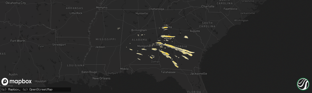 Hail map in Mississippi on January 21, 2012
