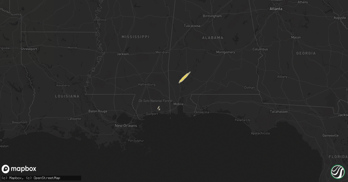 Hail map in Mississippi on January 21, 2023