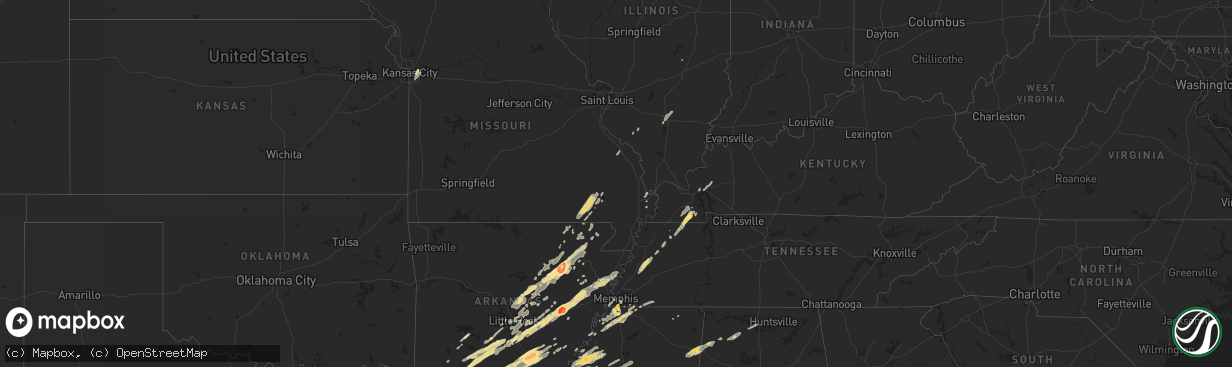 Hail map in Tennessee on January 22, 2012