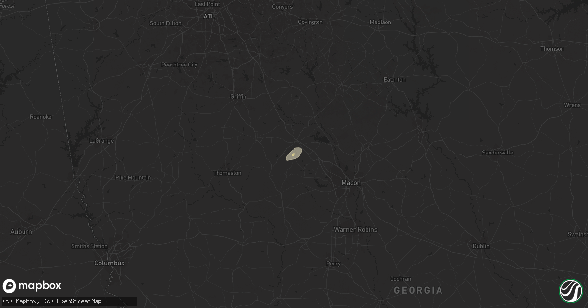 Hail map in Forsyth, GA on January 22, 2016