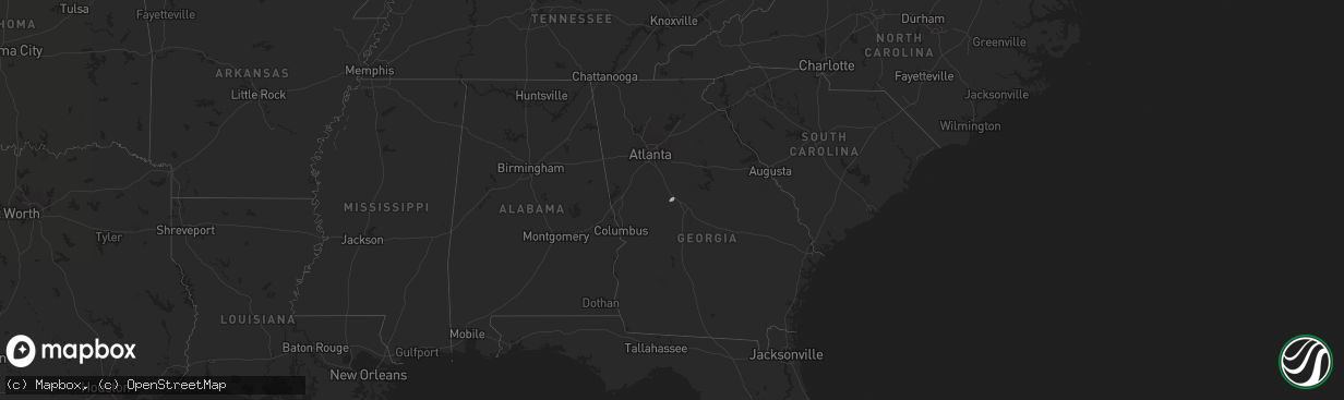 Hail map in Georgia on January 22, 2016