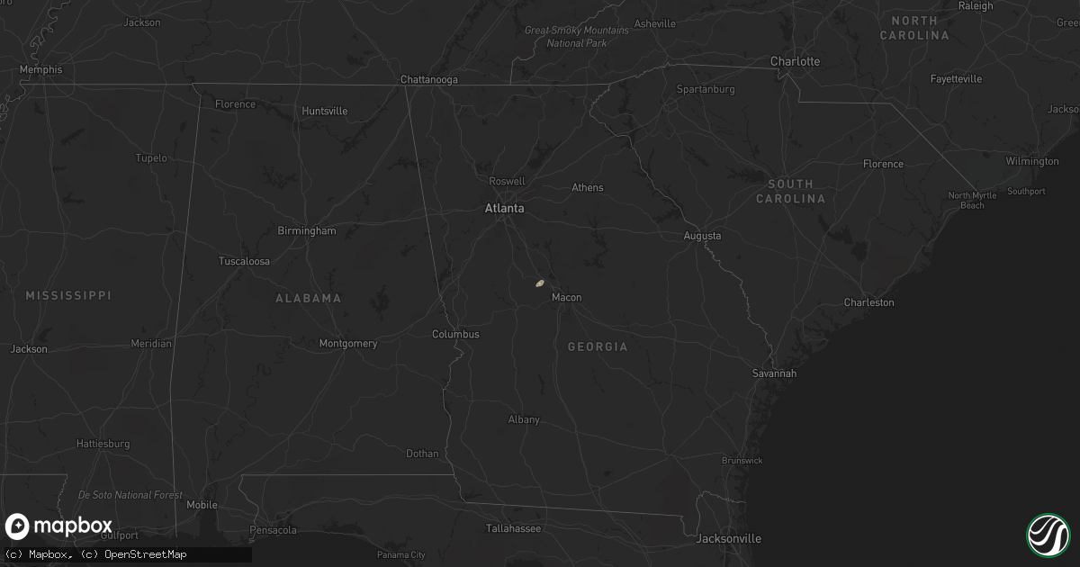 Hail map in Georgia on January 22, 2016