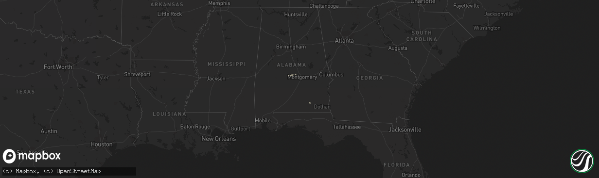 Hail map in Alabama on January 23, 2012