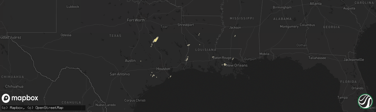 Hail map in Mississippi on January 25, 2012