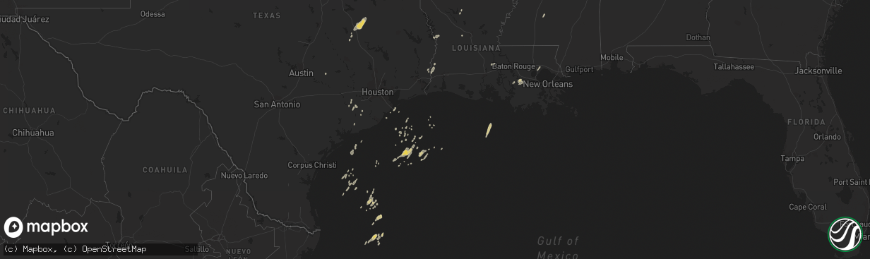 Hail map on January 25, 2012