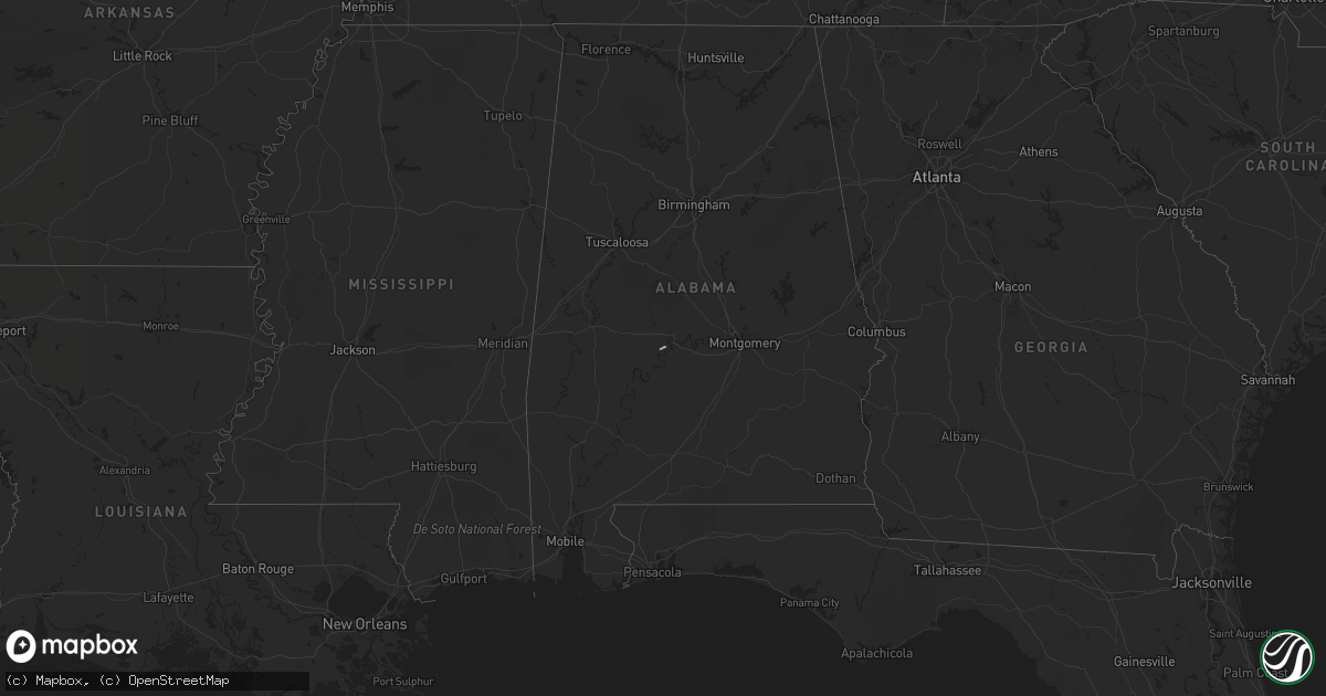 Hail map in Mississippi on January 25, 2017