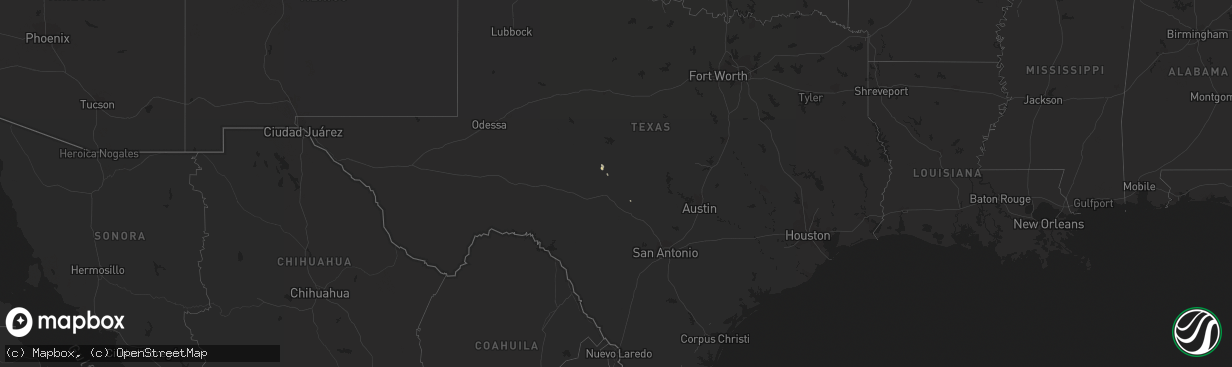 Hail map in Texas on January 26, 2019