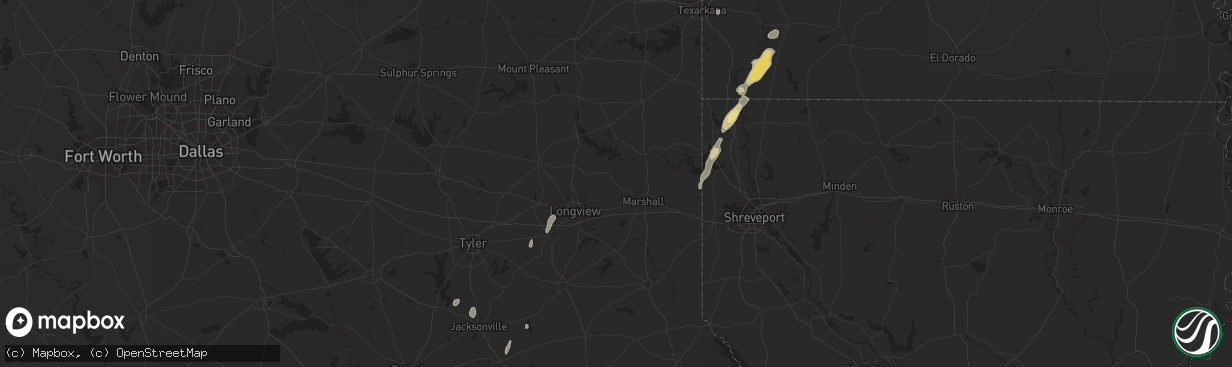 Hail map in Texarkana, AR on January 31, 2011